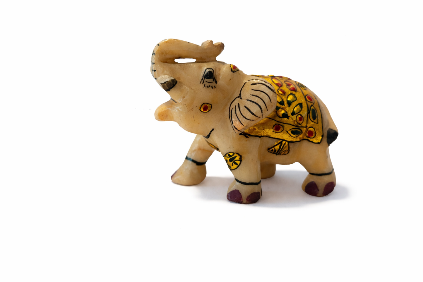 Khumali Crafts Handcrafted Marble Elephant with Golden Art