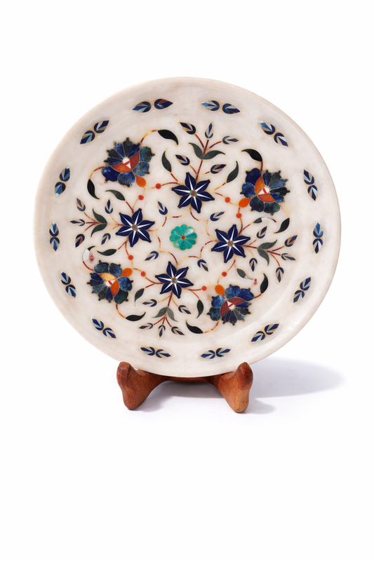 Khumali Crafts Premium Flower Design Marble Plate