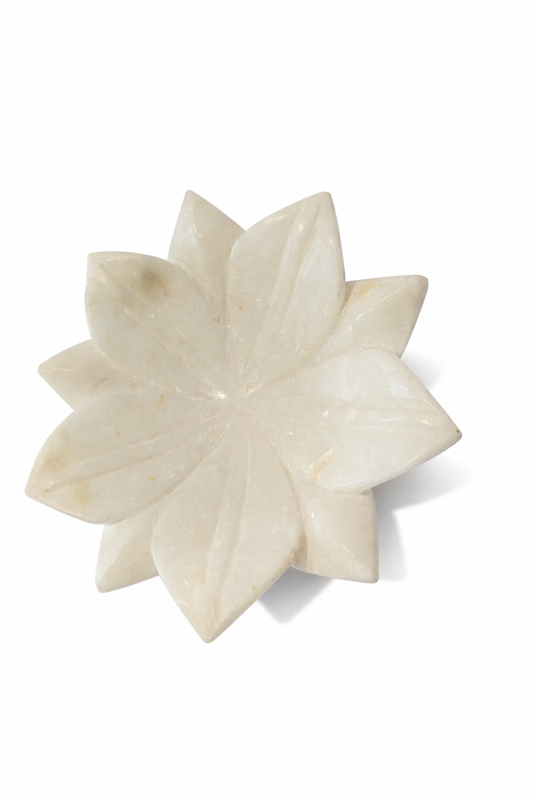 Khumali Crafts Luxury White Marble Lotus Showpiece