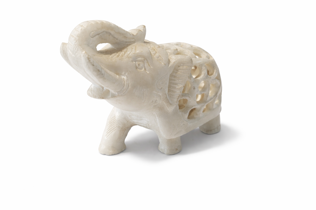 White Marble Undercut Elephant Statue
