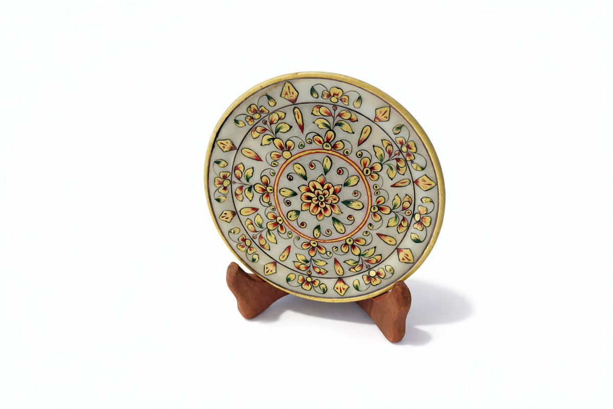 White Marble Gold Hand-Painted Plate