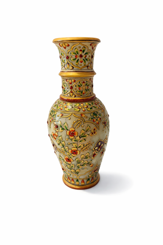 Khumali Crafts White Marble Handcrafted Large Flower Pot