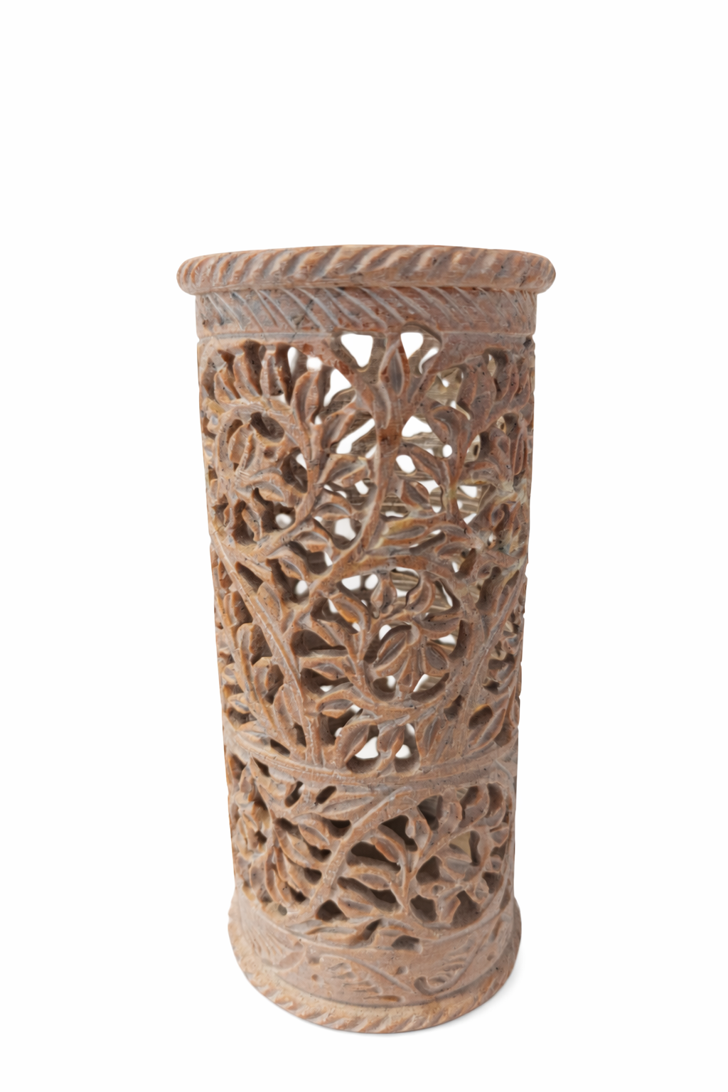 Handcrafted Green Marble Cylinder Flower Pot