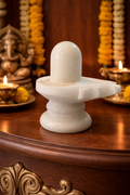 Spiritual White Marble Shivling Idol