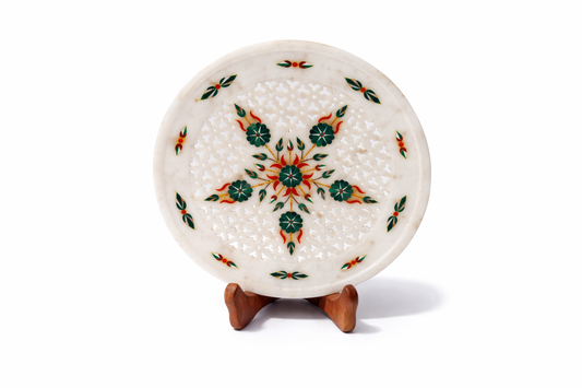 Khumali Crafts Signature Jalidar Marble Plate