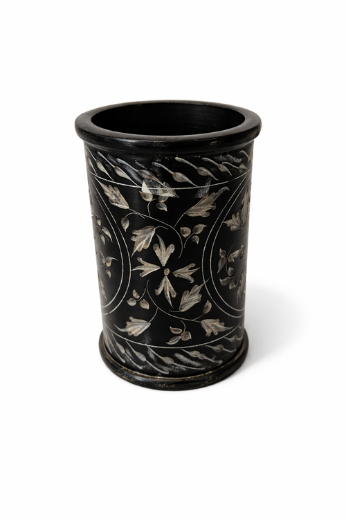 Black Stone Handcrafted Flower Pot