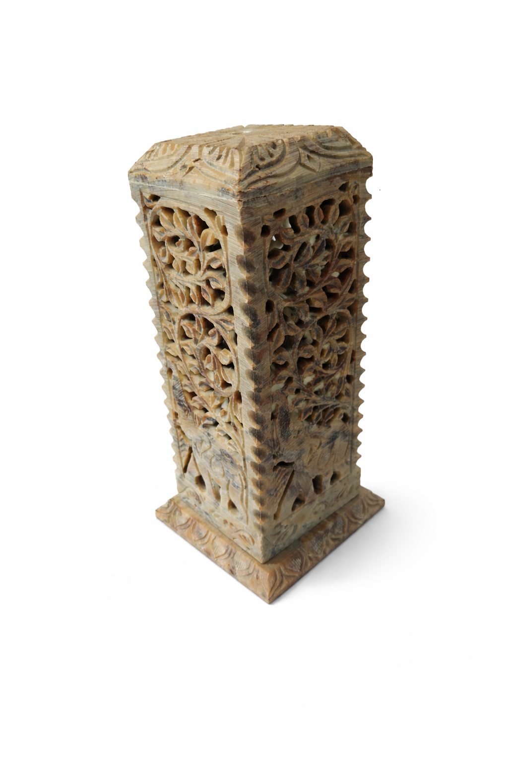 Khumali Crafts Hand-Carved Green Marble Dhoopbatti Stand