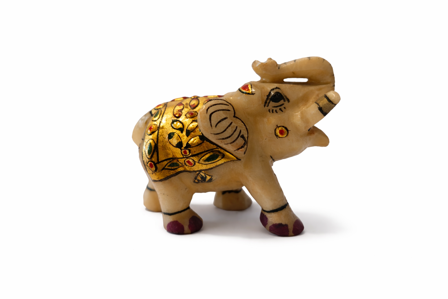 Khumali Crafts Handcrafted Marble Elephant with Golden Art