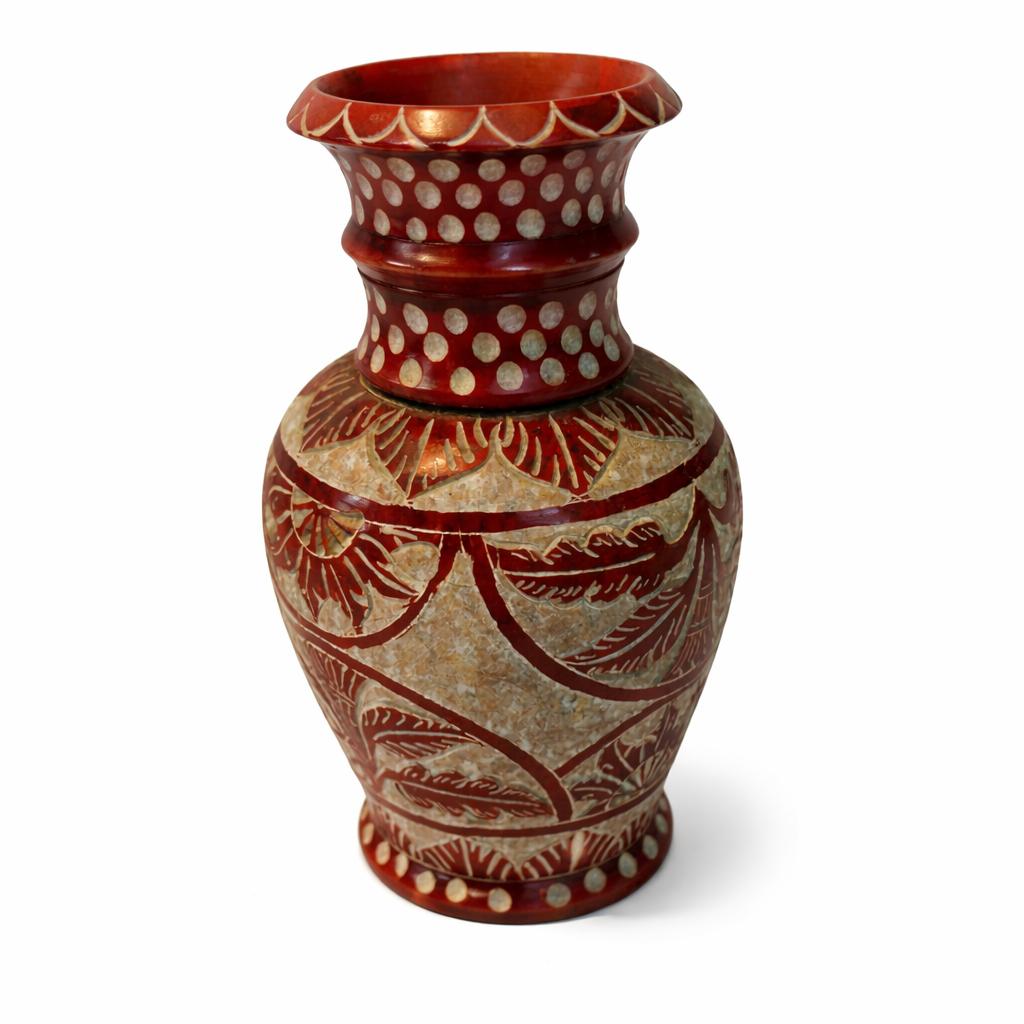 Khumali Crafts Decorative Red Marble Flower Pot