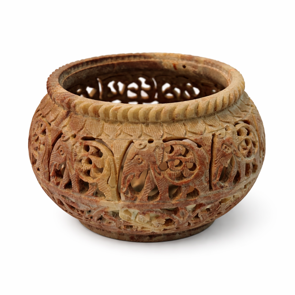 Khumali Crafts Heritage Stone Handi Showpiece