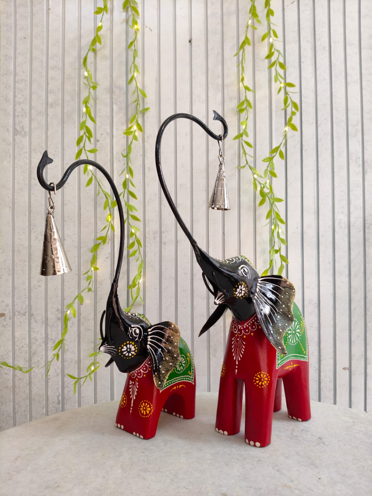 Mother Baby Iron Elephant Pair