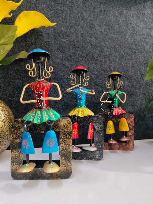 Iron Mini Doll on Wooden Stand set of Three