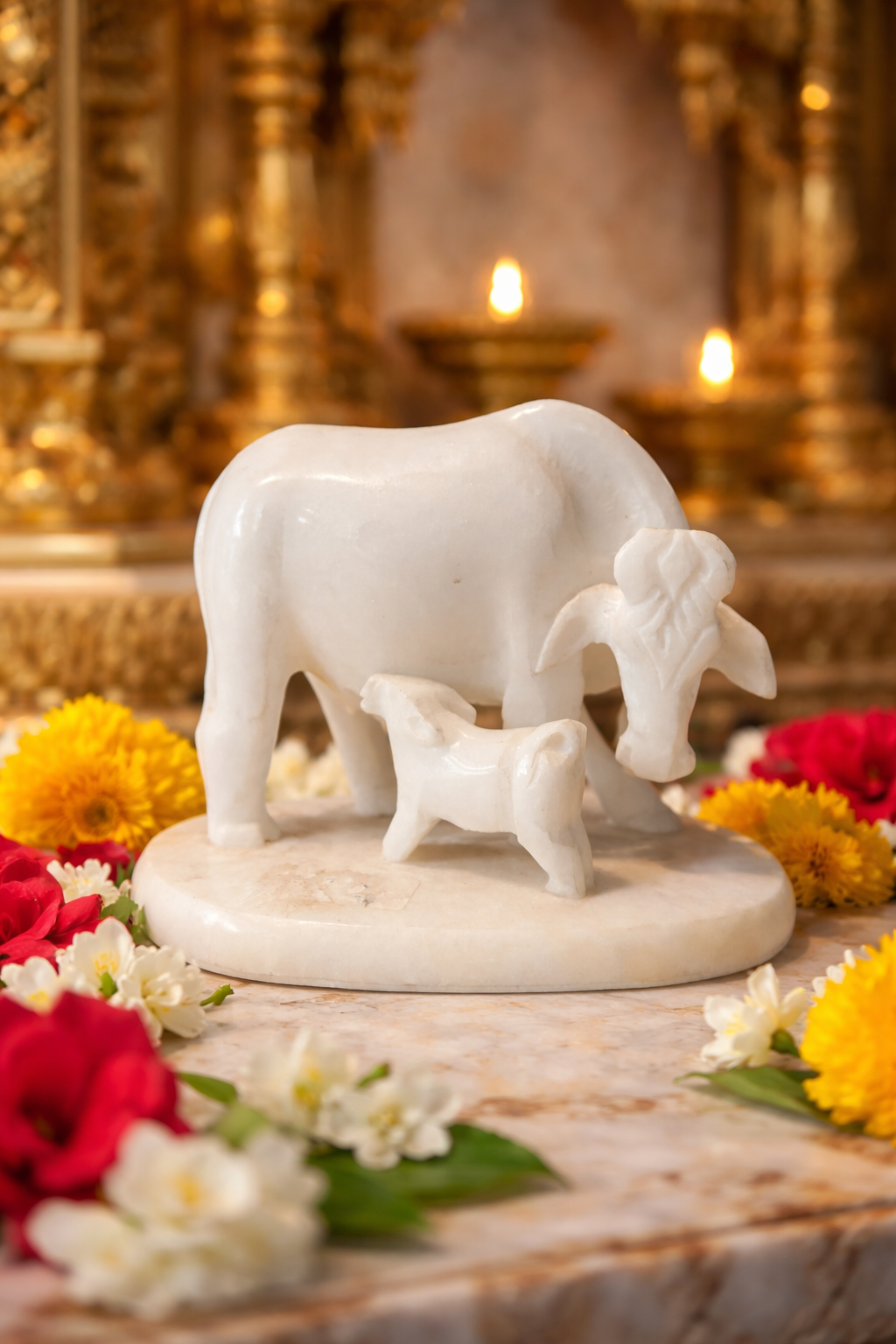 Khumali Crafts Divine Cow & Calf Showpiece