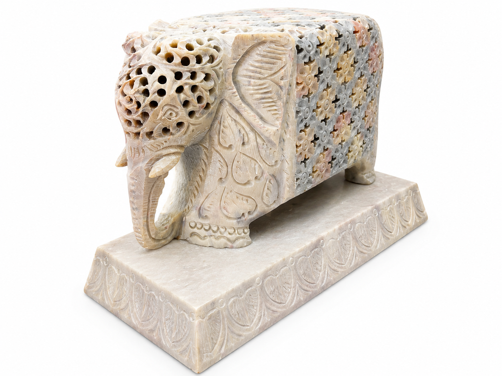 Classic Green Stone One Side Elephant Lamp