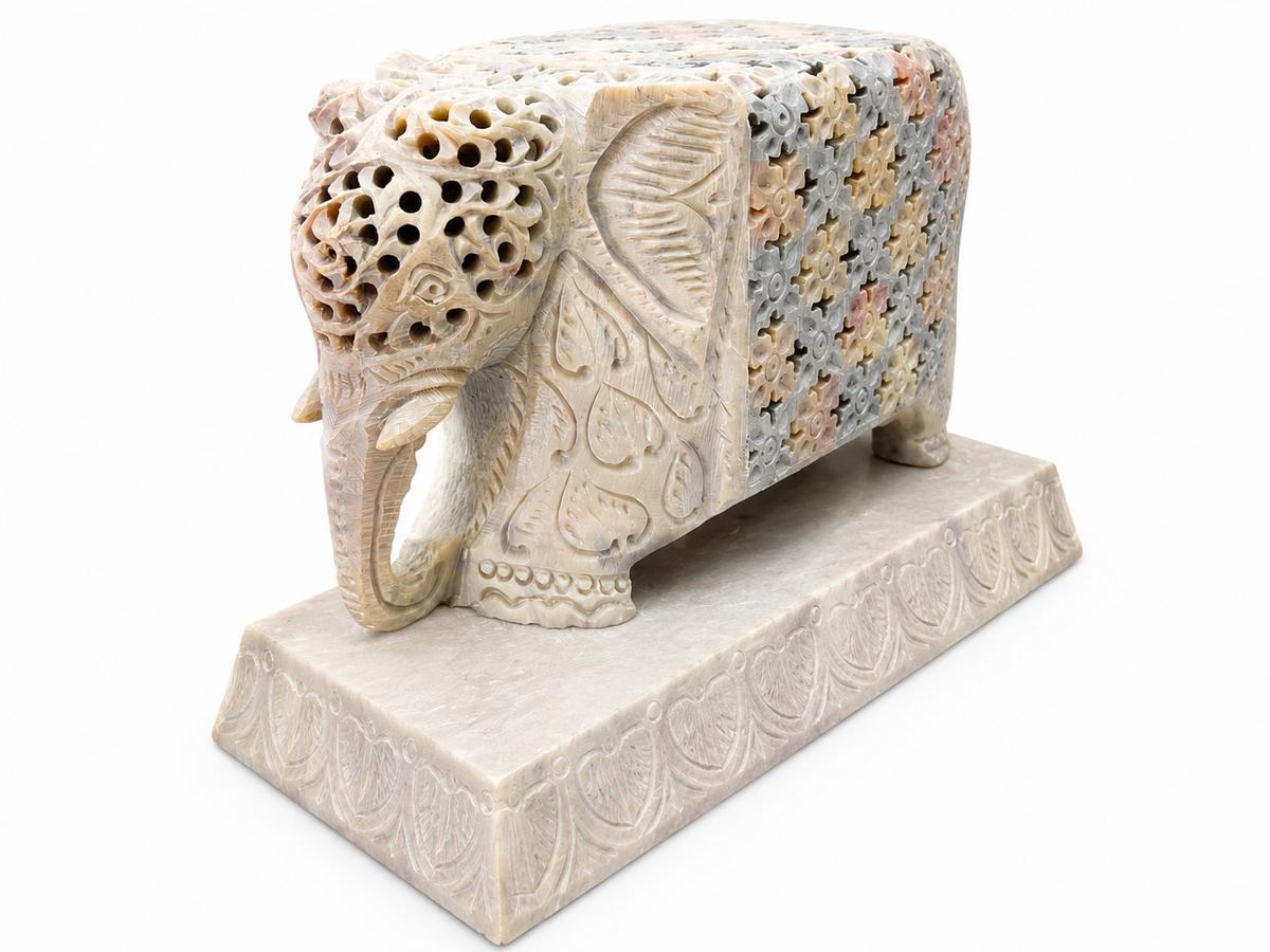 Classic Green Stone One Side Elephant Lamp