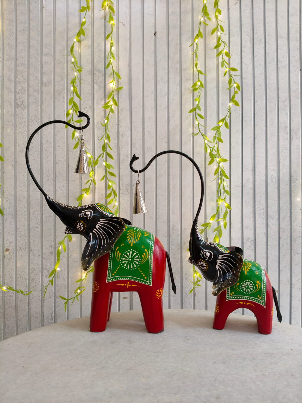 Mother Baby Iron Elephant Pair