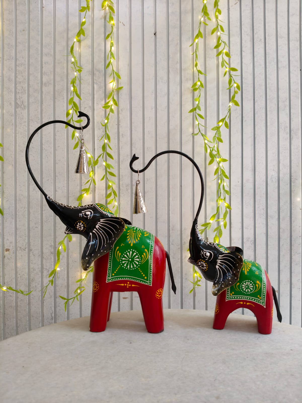 Mother Baby Iron Elephant Pair