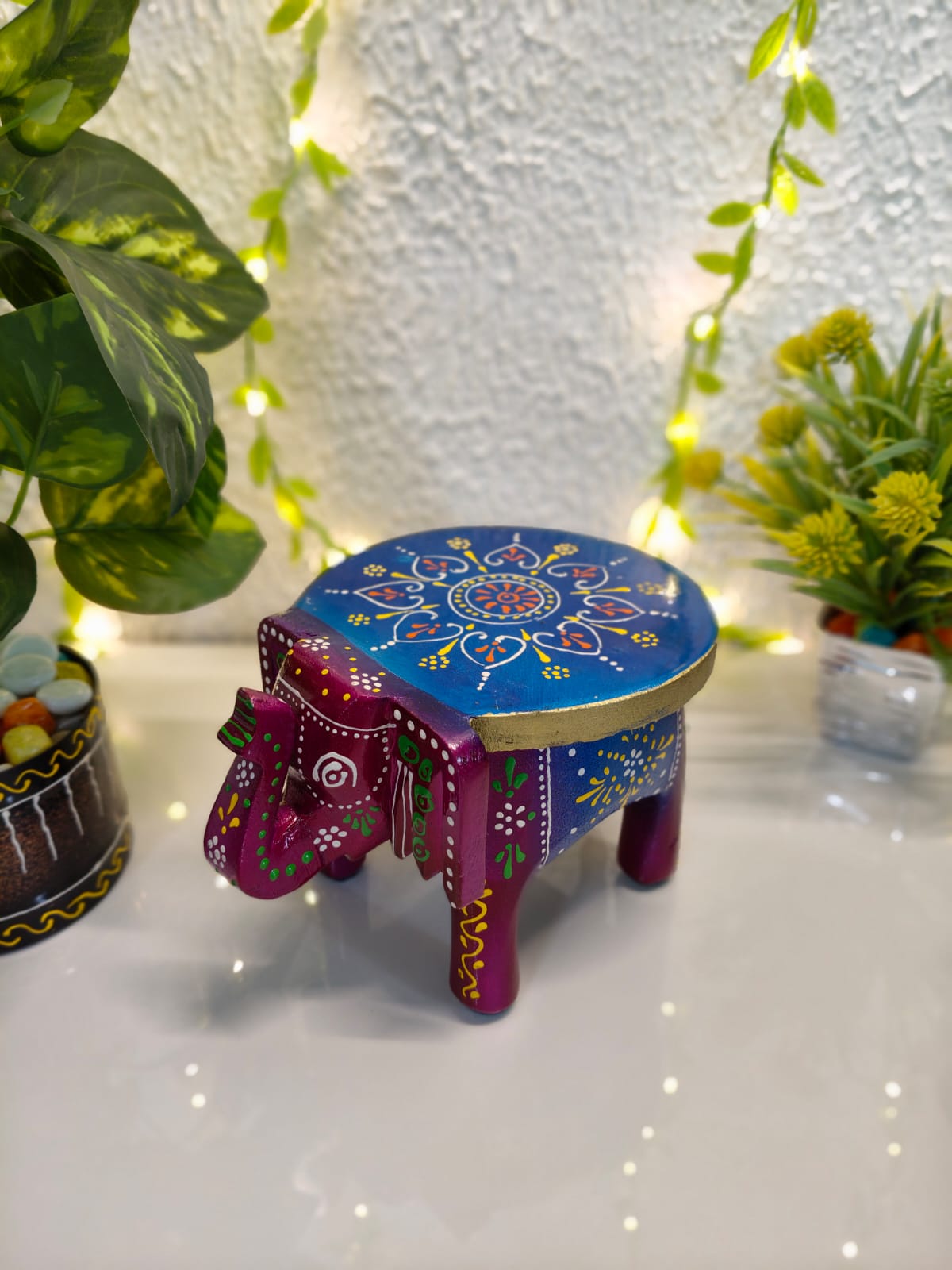 Wooden Mini 4inch Elephant stool