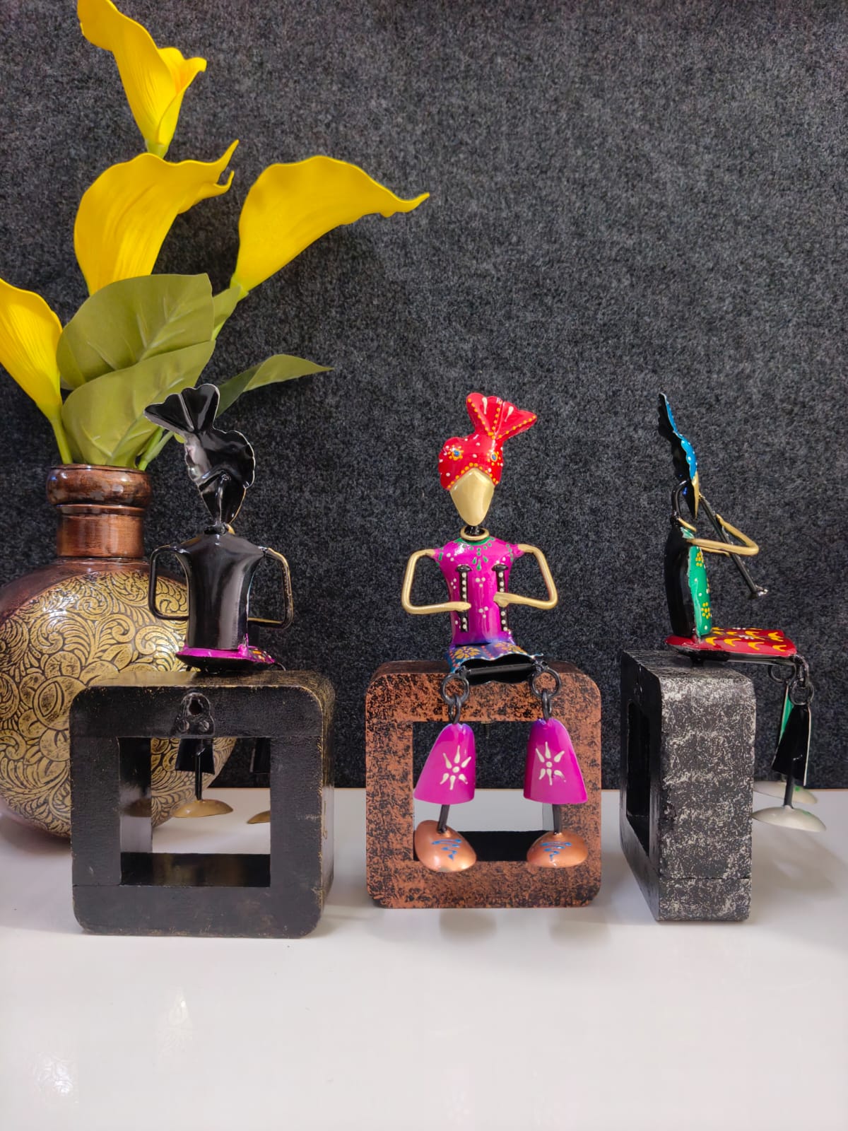 Iron Sardar on Wooden Stand set of Three
