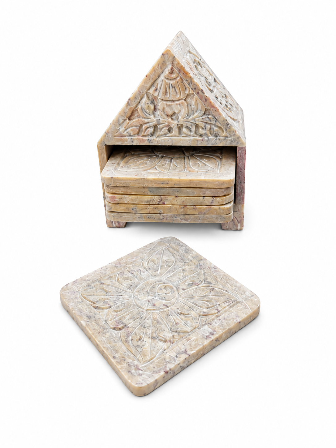 Classic Green Stone Hut Square Coaster