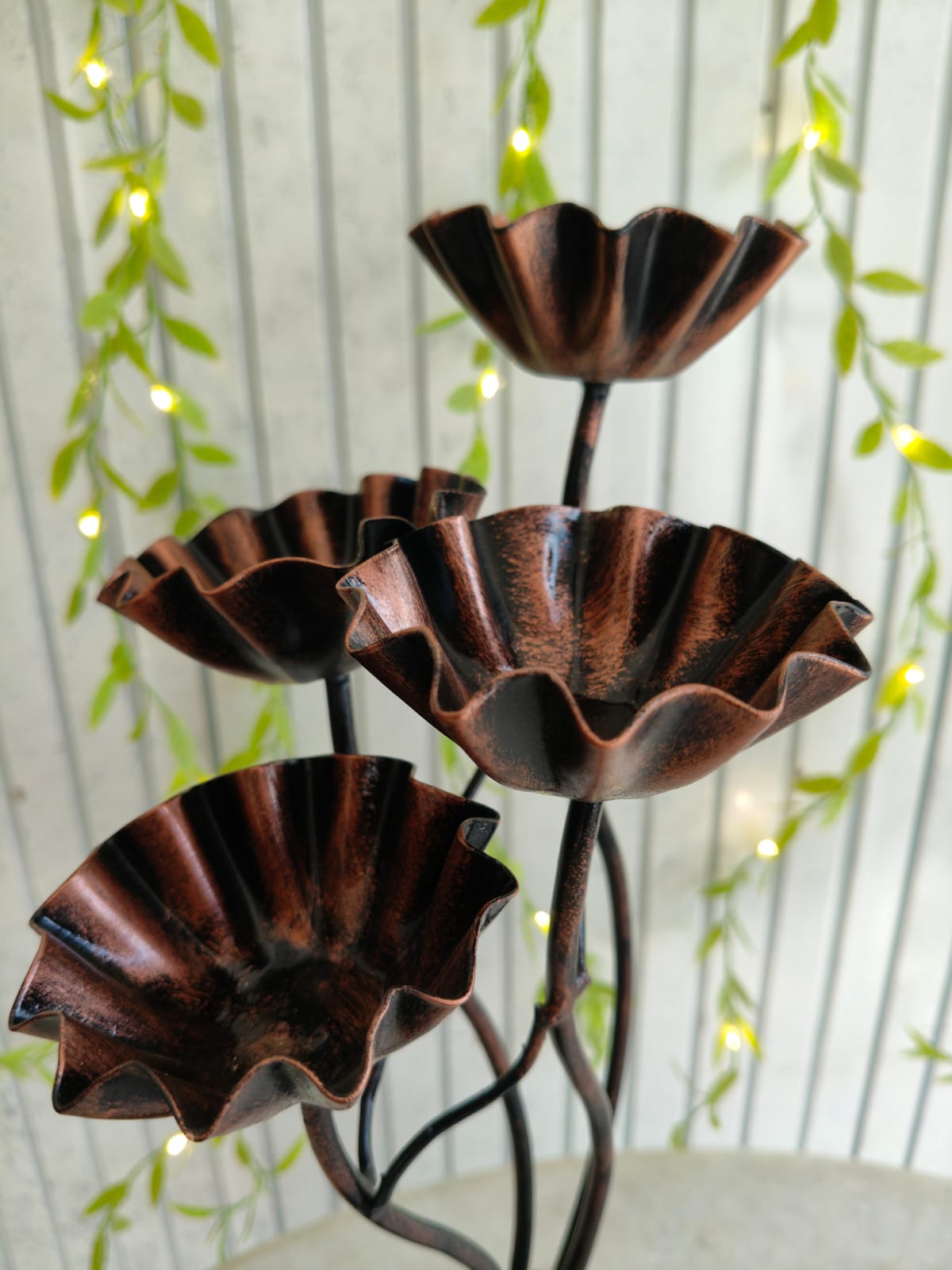 Iron Lotus-Peacock Tlight Stand