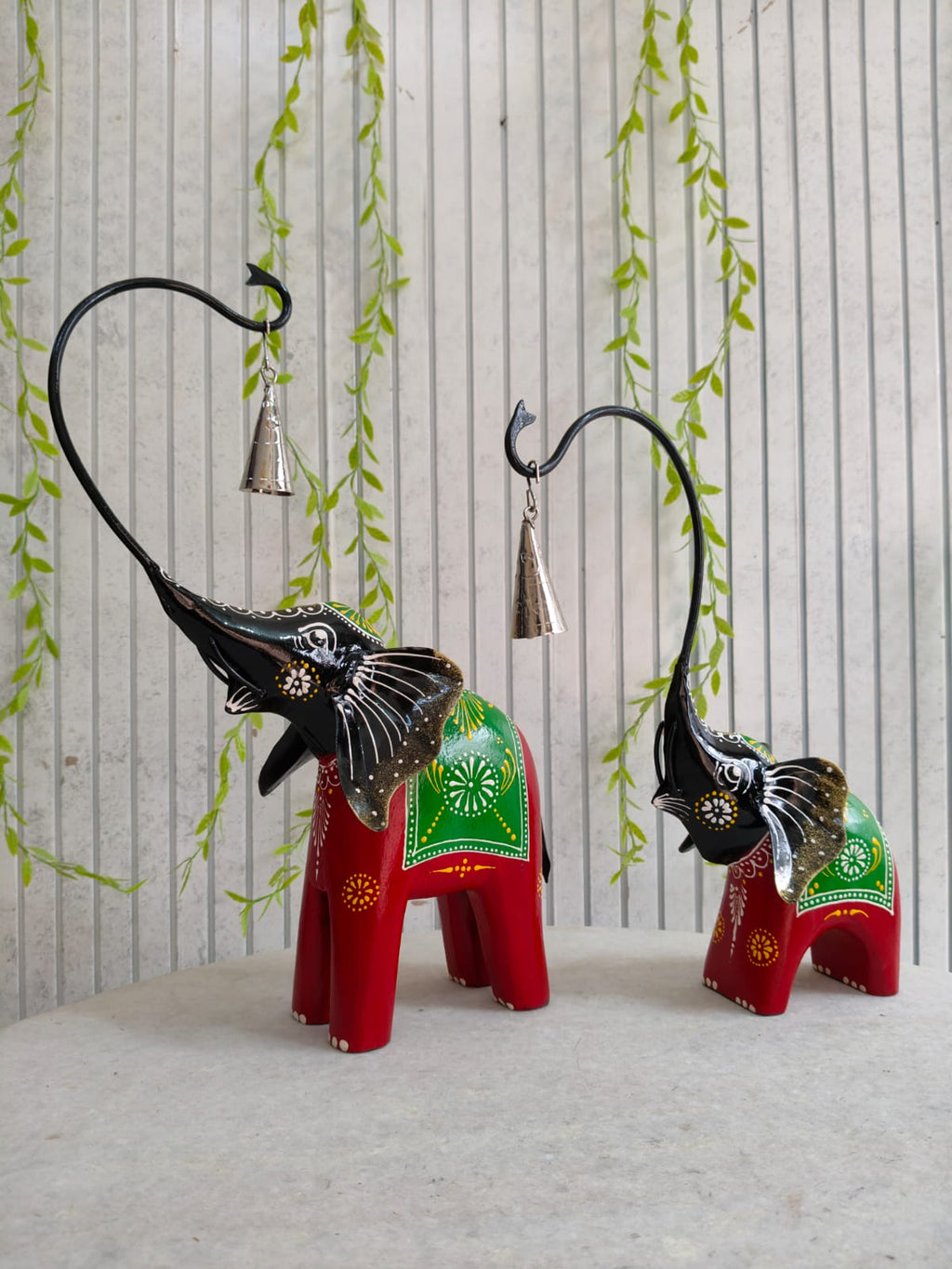 Mother Baby Iron Elephant Pair