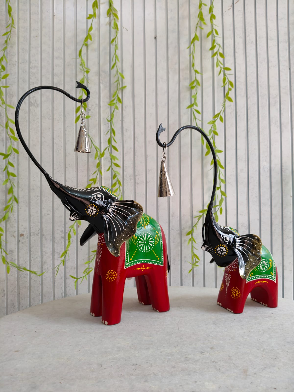 Mother Baby Iron Elephant Pair