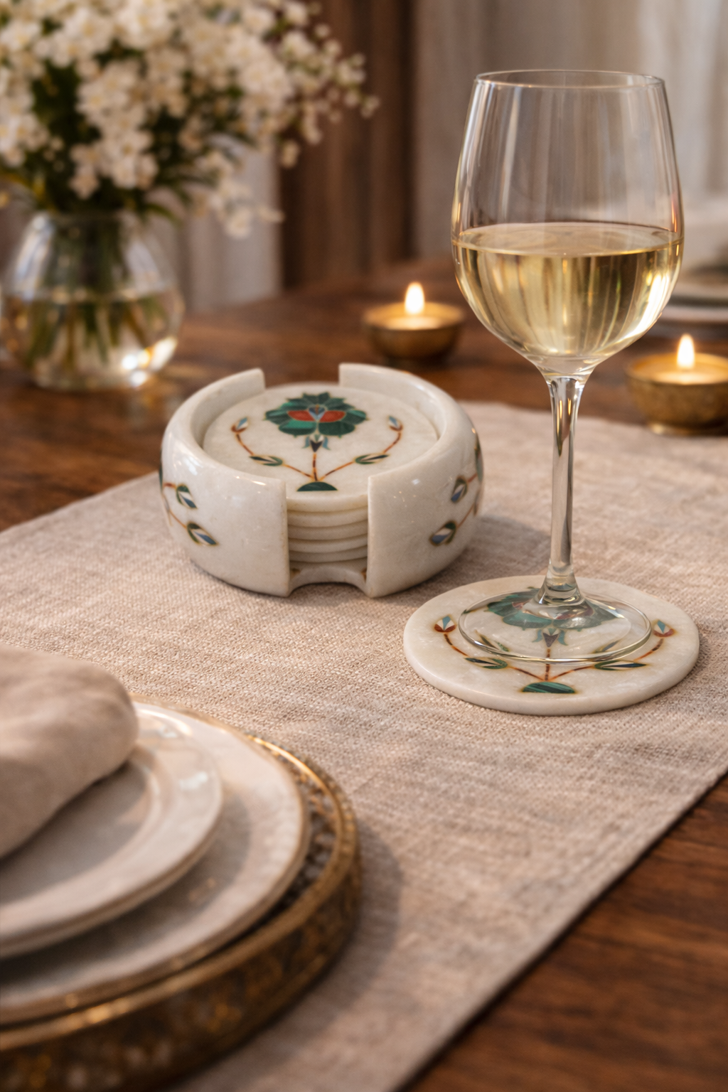 Classic White Marble Coaster