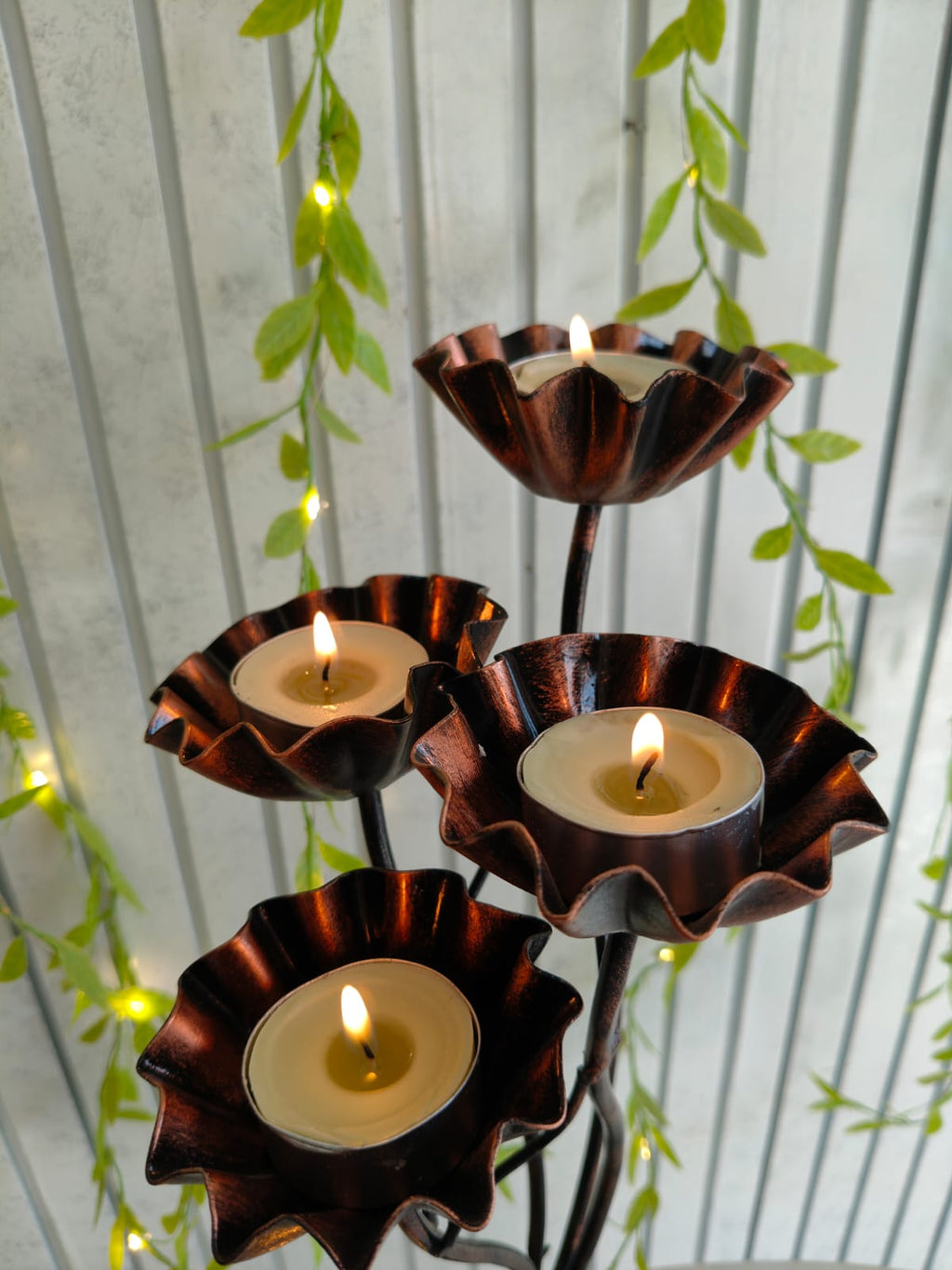 Iron Lotus-Peacock Tlight Stand