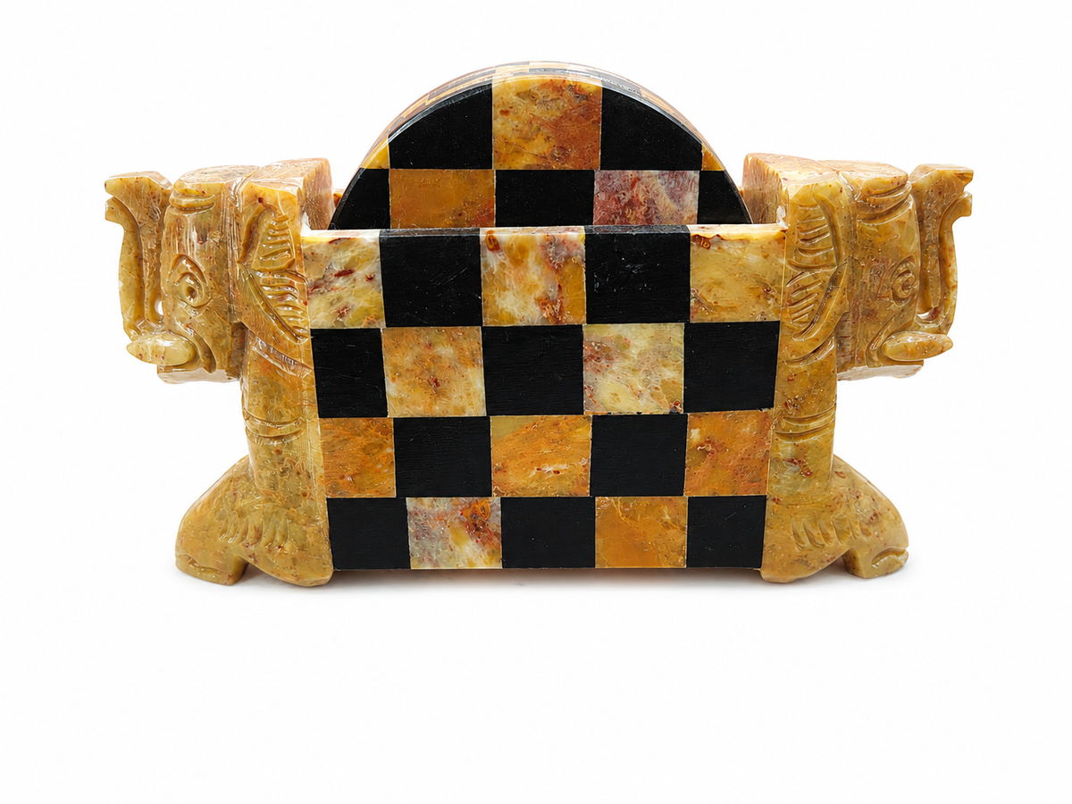 Classic Green Stone Chess Round Coaster