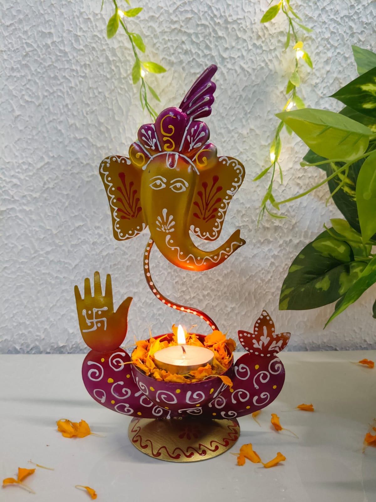 Iron Mini Ganesha Tlight Set of Five