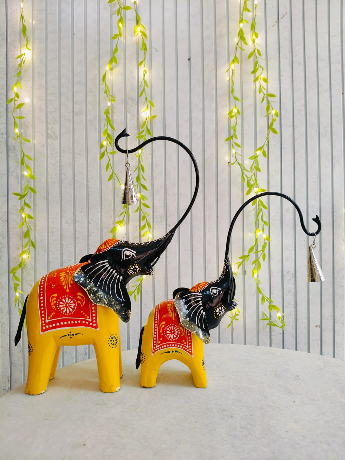 Mother Baby Iron Elephant Pair
