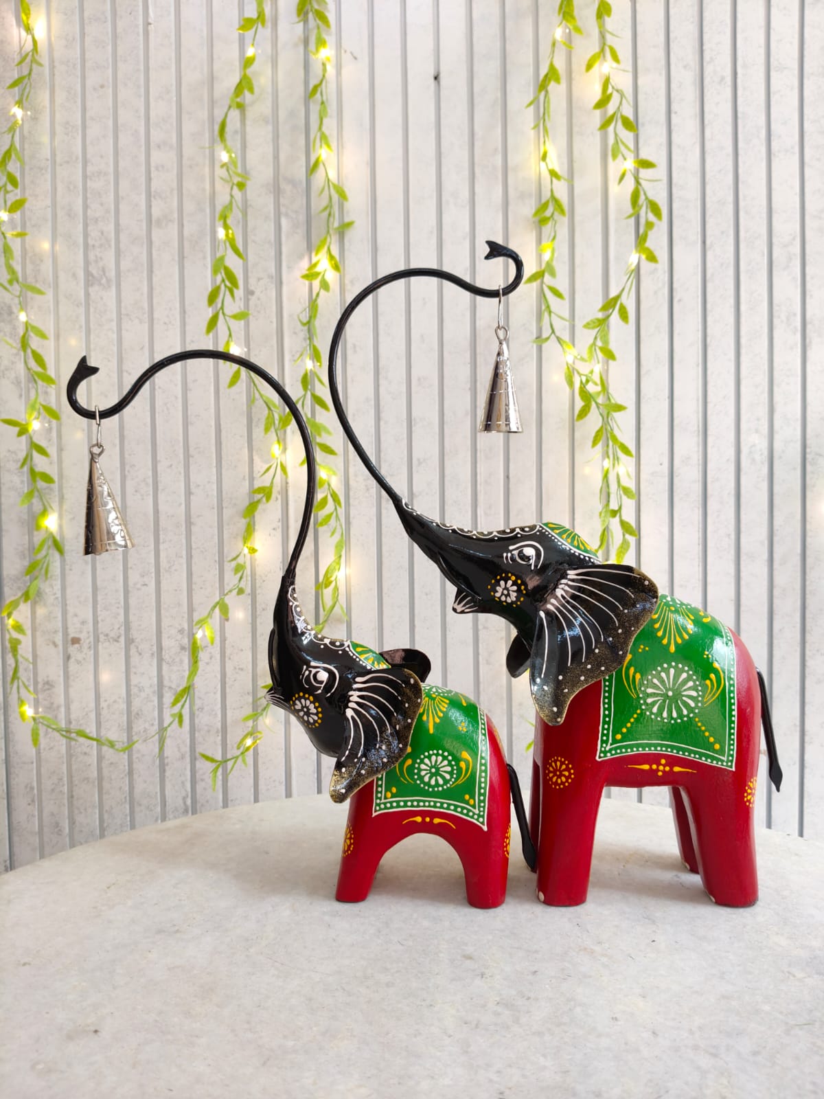 Mother Baby Iron Elephant Pair