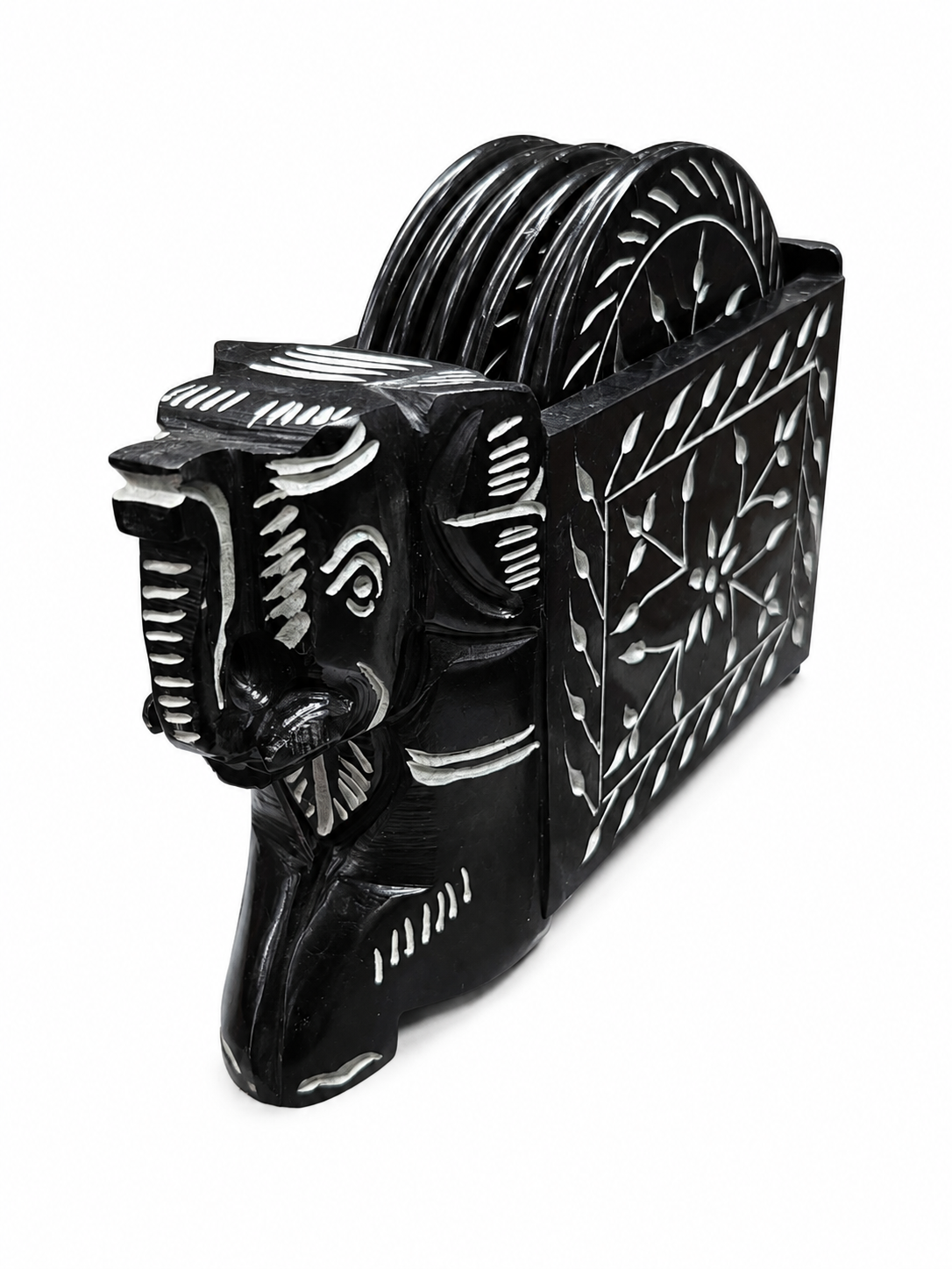 Classic Black Stone Elephant Coaster