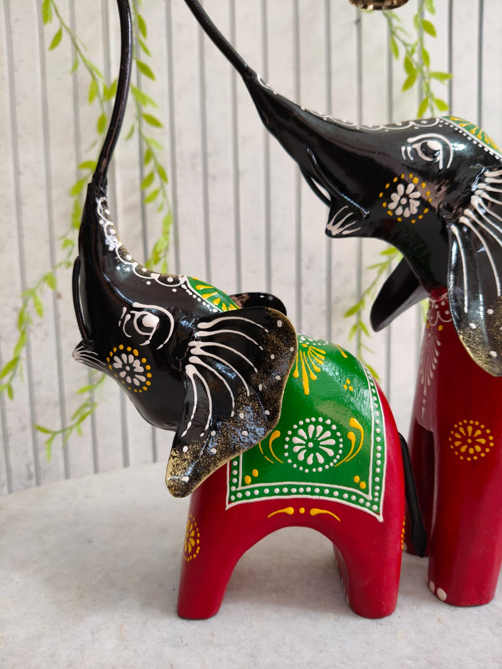 Mother Baby Iron Elephant Pair