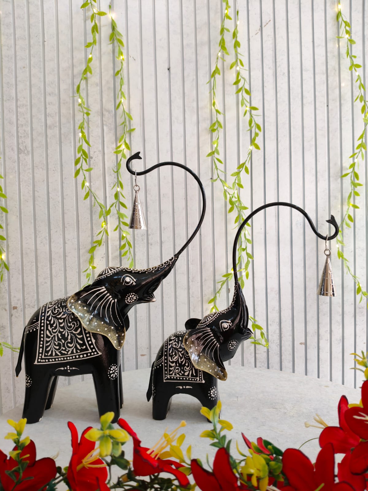 Mother Baby Iron Elephant Pair