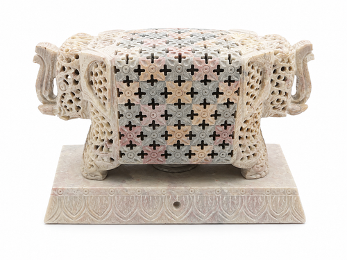 Classic Green Stone Two Side Elephant Lamp