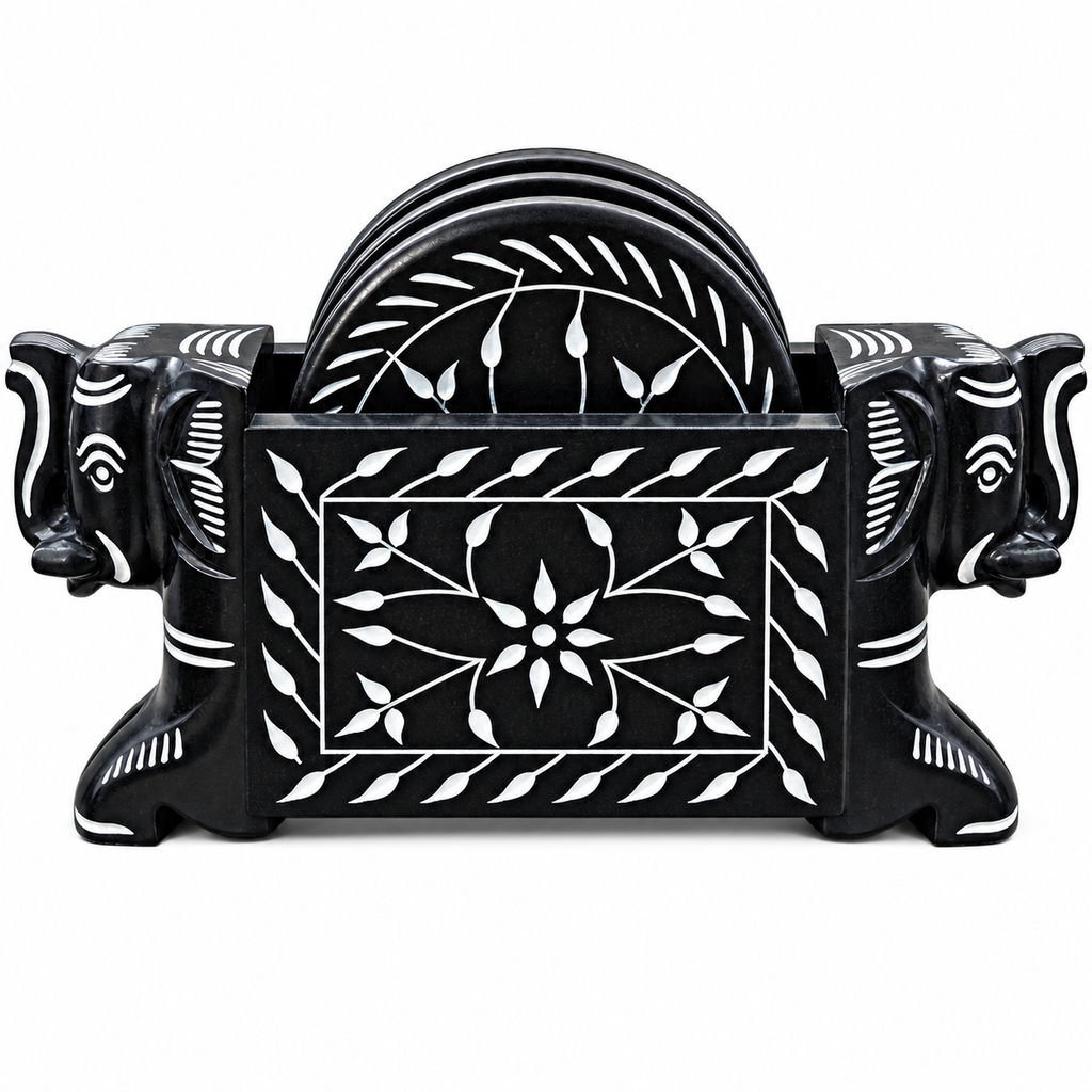 Classic Black Stone Elephant Coaster