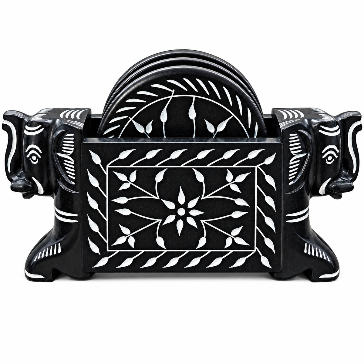 Classic Black Stone Elephant Coaster