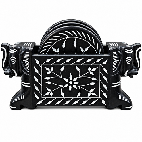 Classic Black Stone Elephant Coaster
