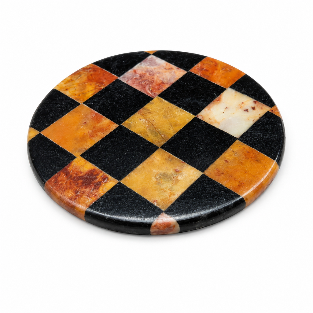 Classic Green Stone Chess Round Coaster
