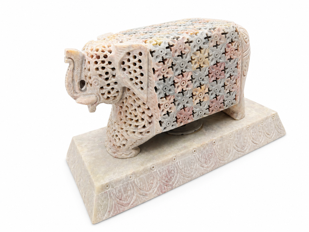 Classic Green Stone One Side Elephant Lamp
