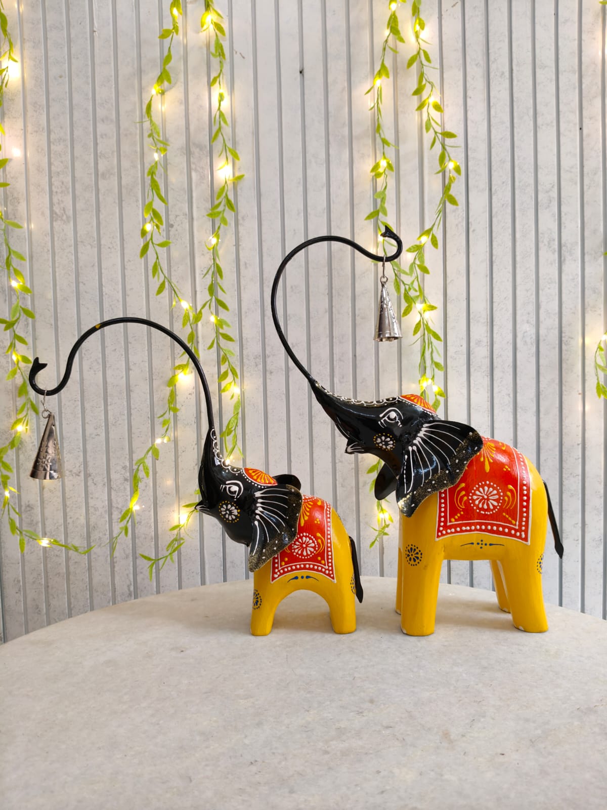 Mother Baby Iron Elephant Pair